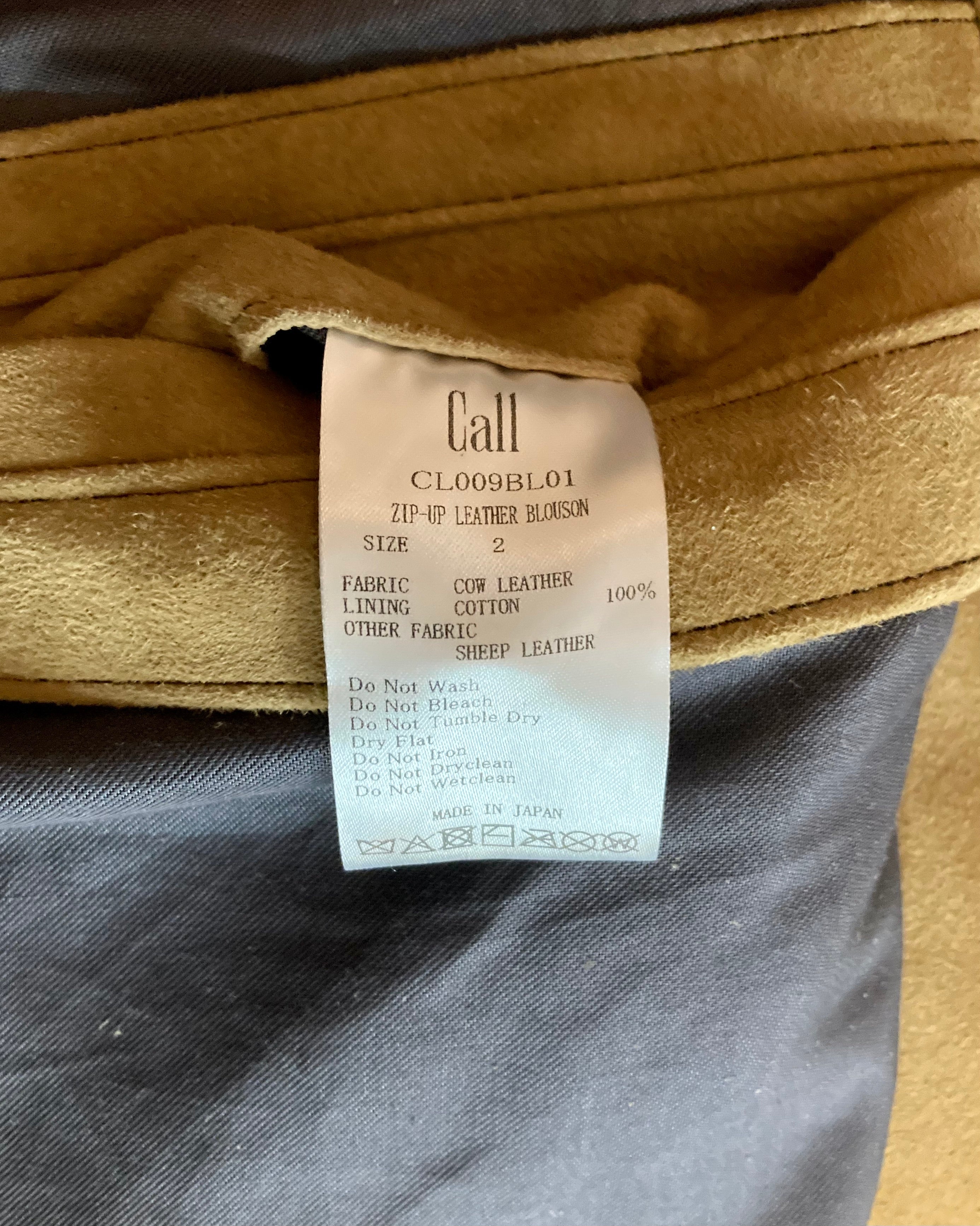 CALL / ZIP-UP LEATHER BLOUSON - Black