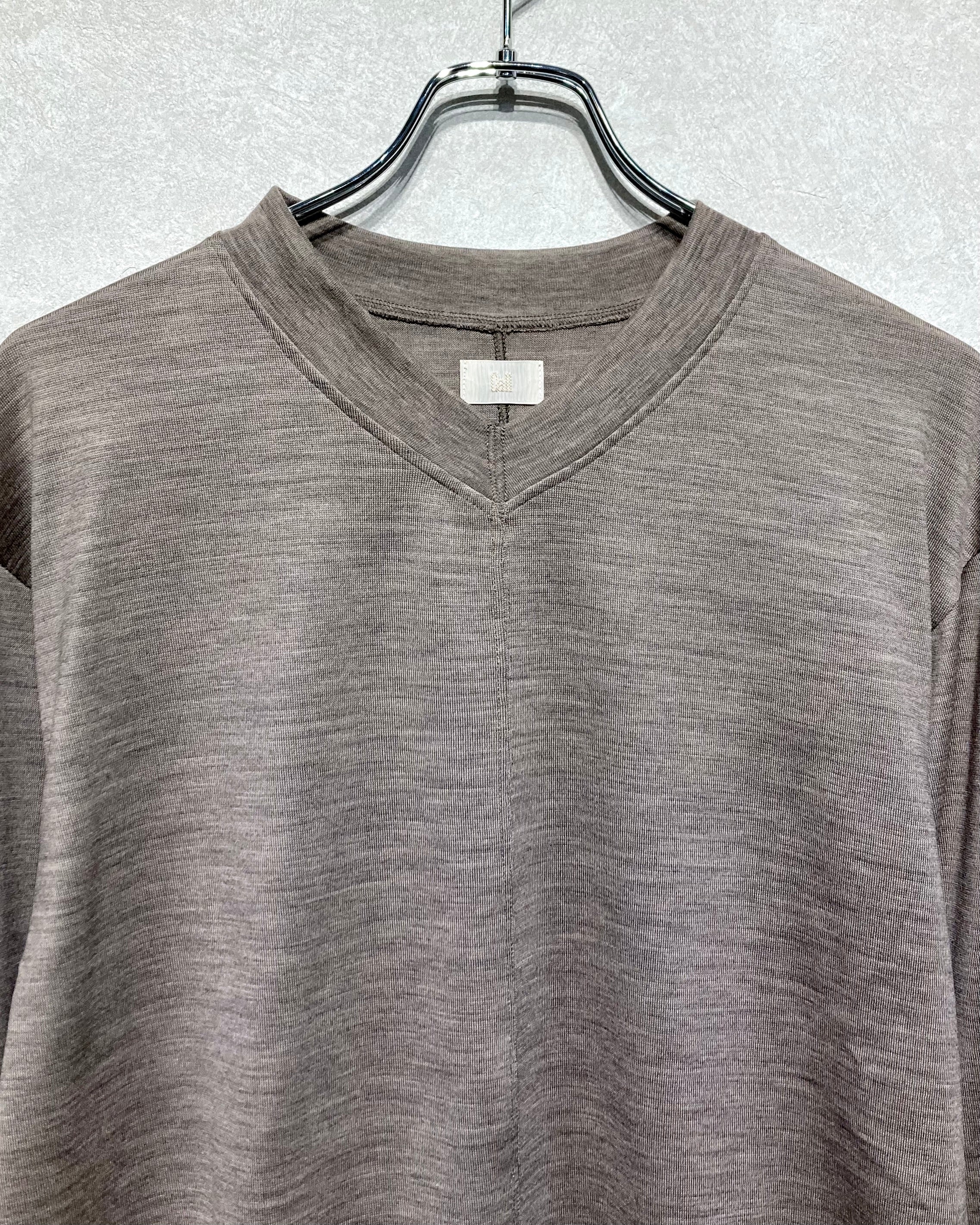 CALL / WOOL V-NECK L/S TEE - Beige