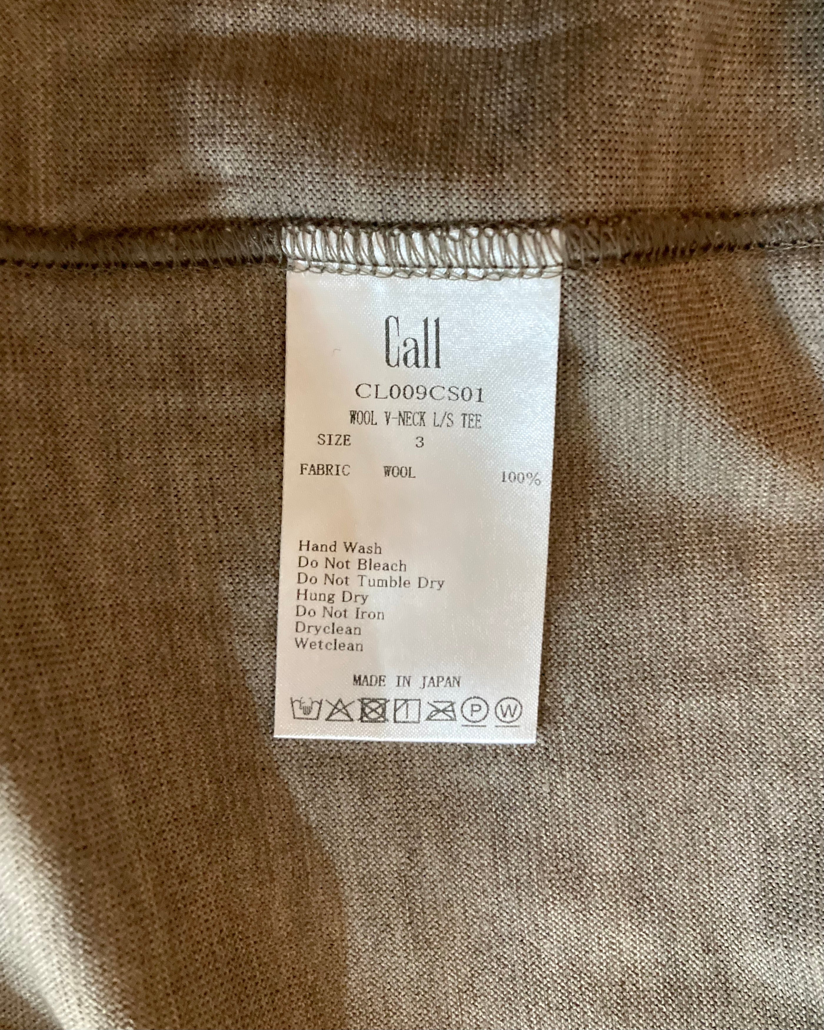 CALL / WOOL V-NECK L/S TEE - Beige