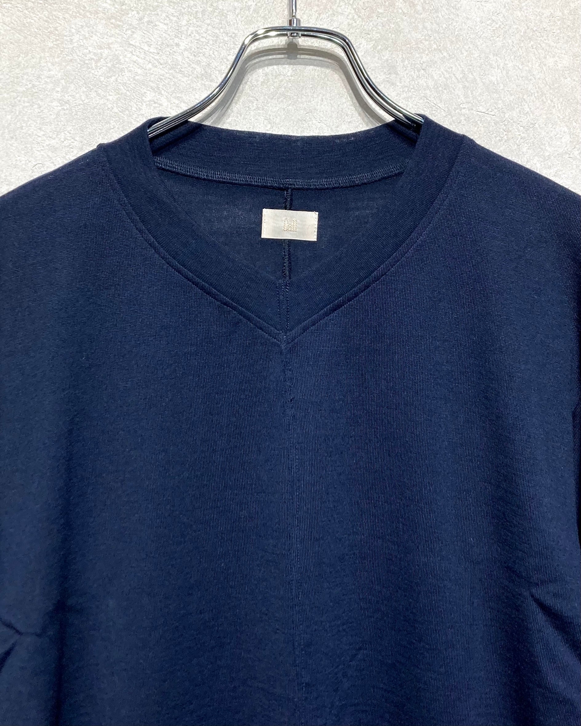 CALL / WOOL V-NECK L/S TEE - Navy