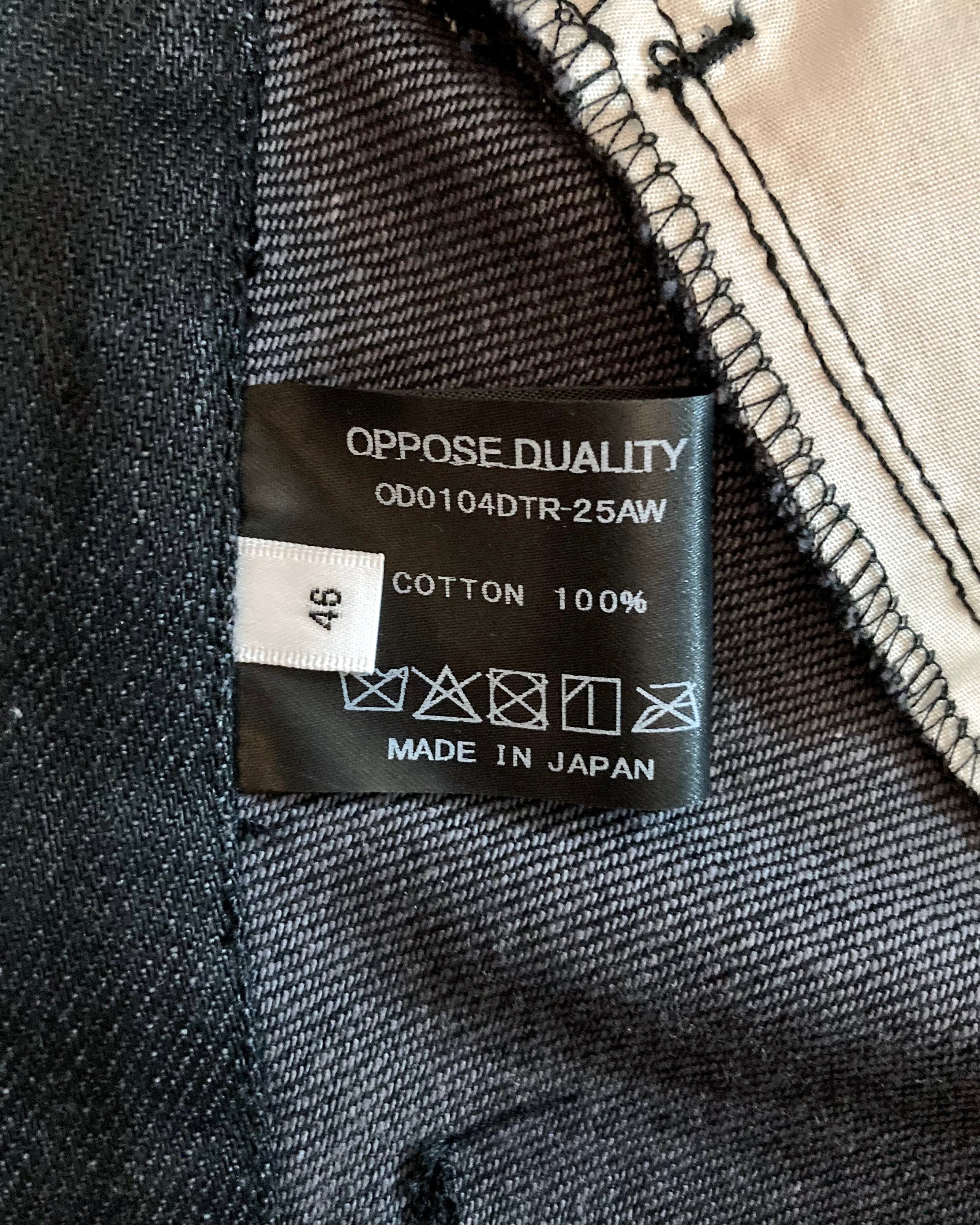 OPPOSE DUALITY / 6POCKET SUB ONG VIBRAM DENIM TROUSERS - Blackgray