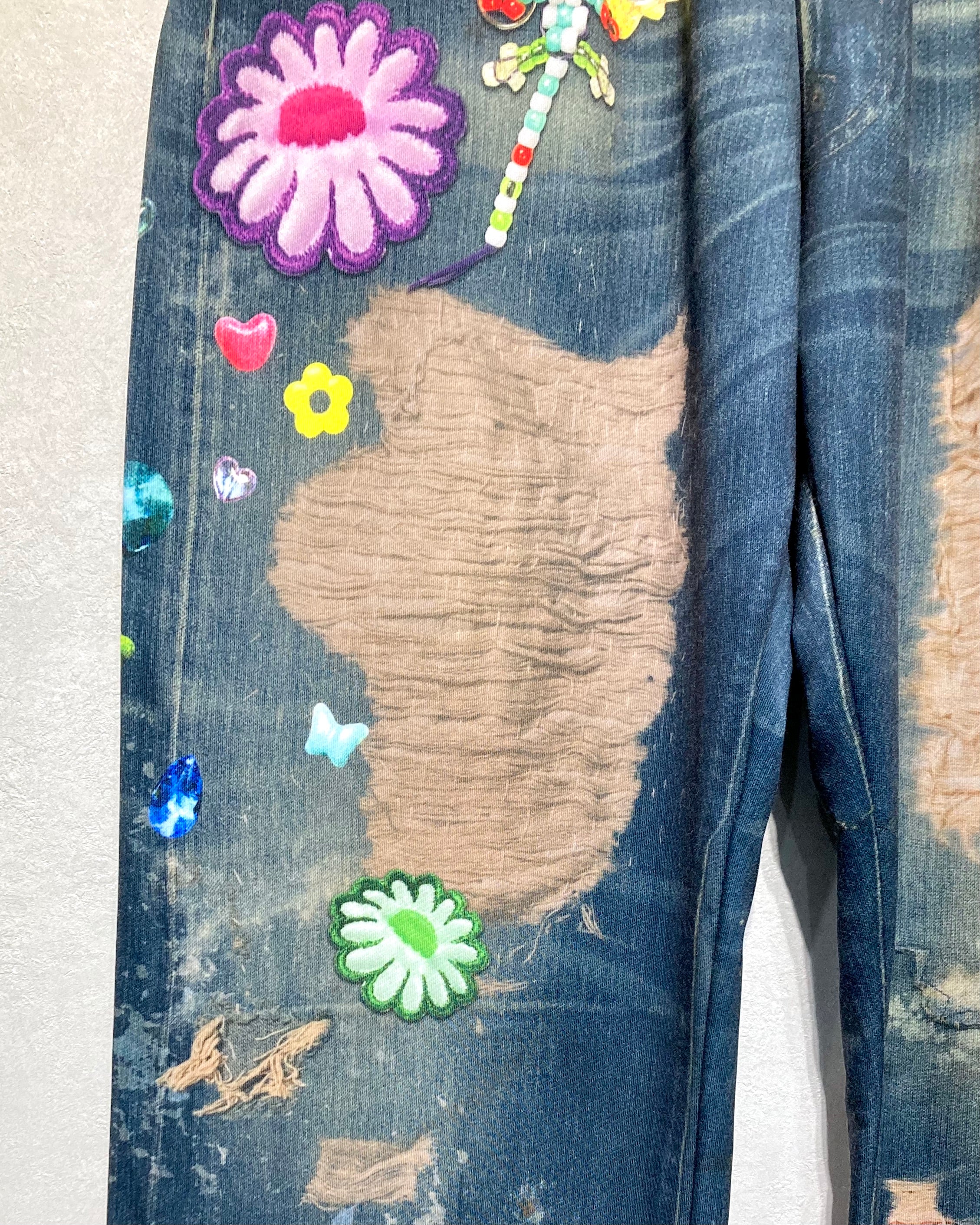 TOY DEVIL / TRANSFER PRINT SWEAT PANTS DENIM