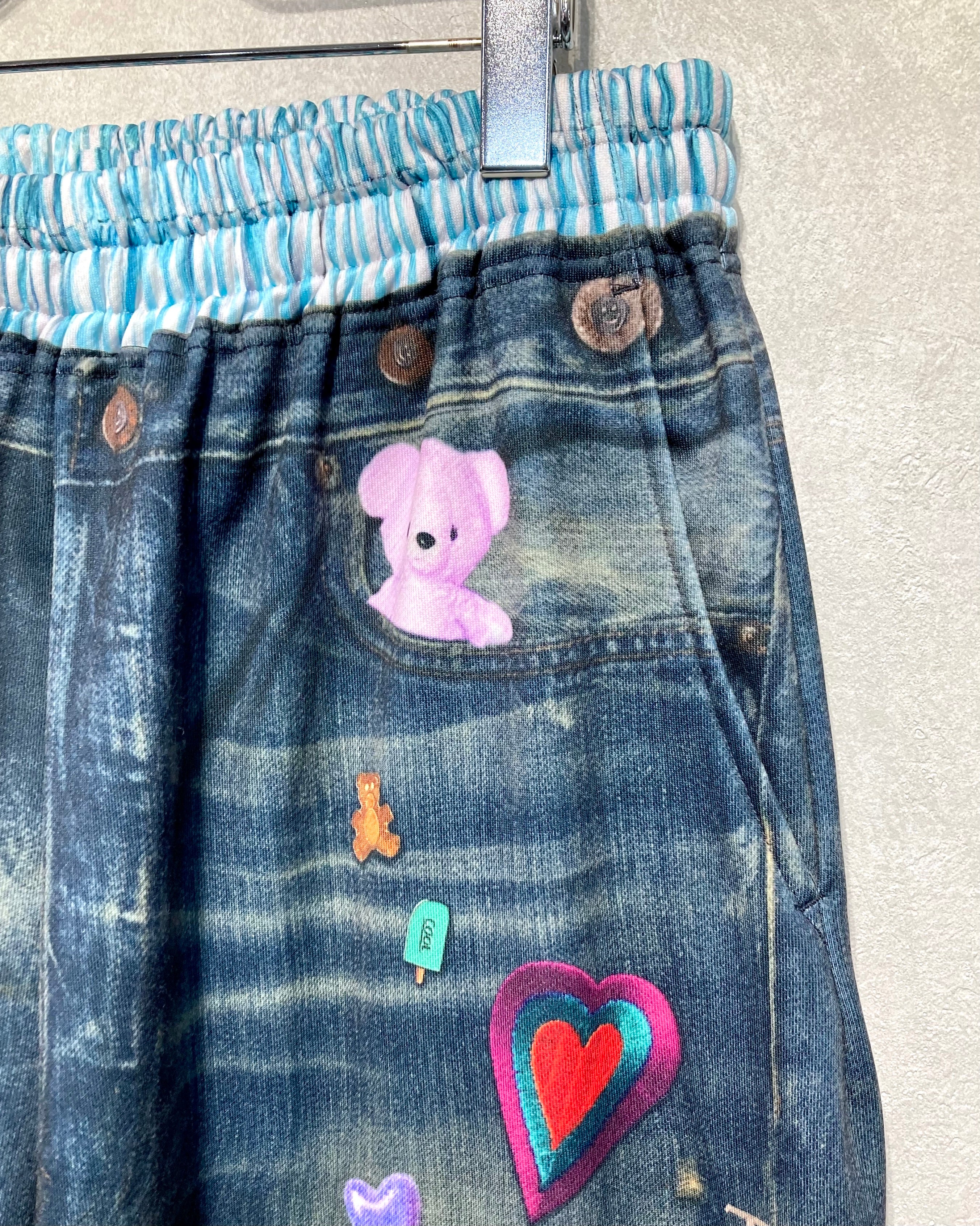 TOY DEVIL / TRANSFER PRINT SWEAT PANTS DENIM