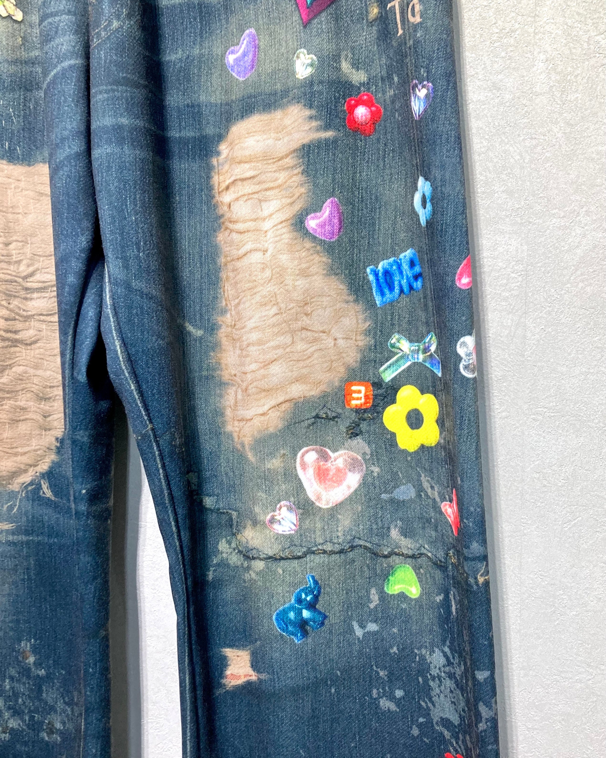 TOY DEVIL / TRANSFER PRINT SWEAT PANTS DENIM