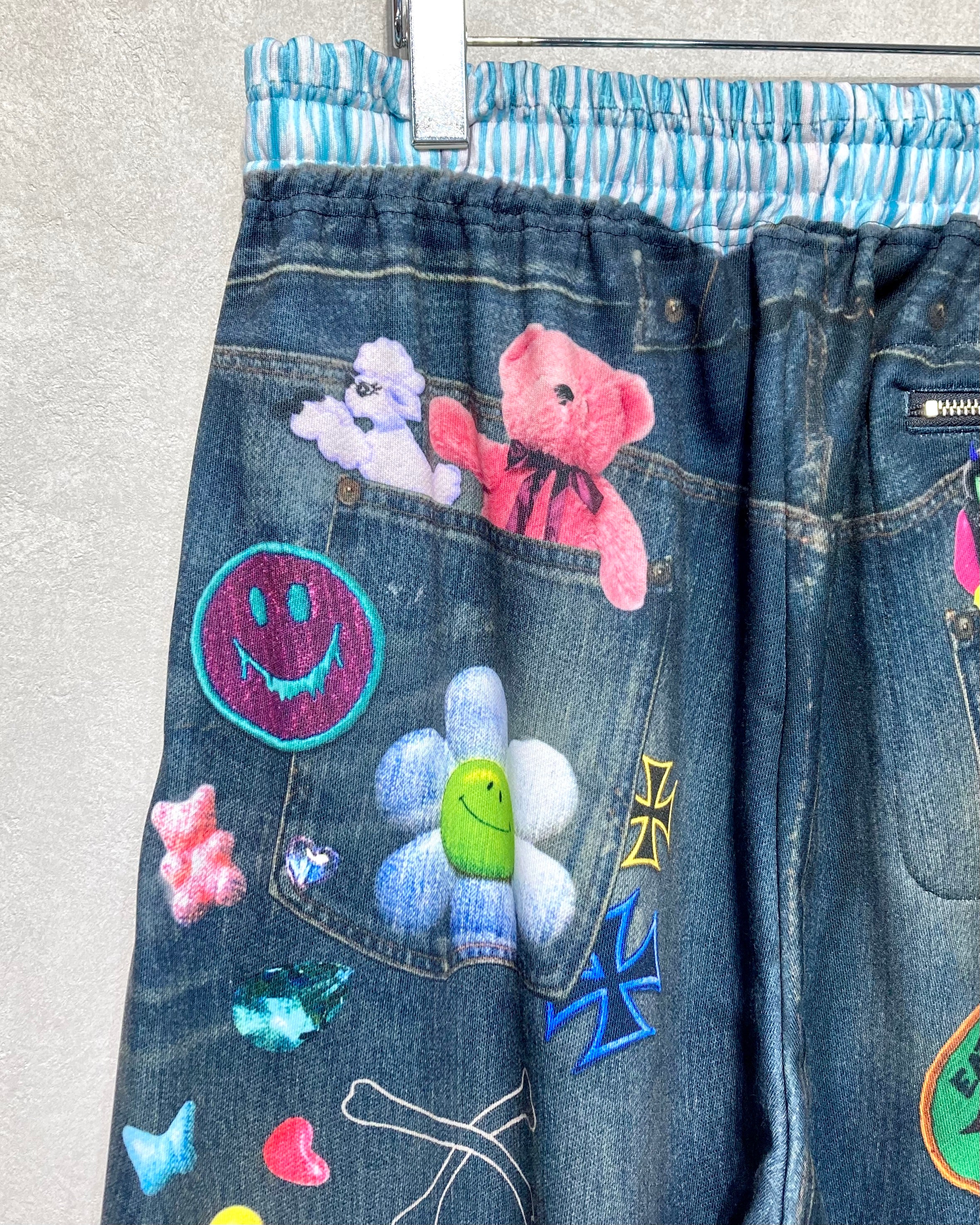 TOY DEVIL / TRANSFER PRINT SWEAT PANTS DENIM