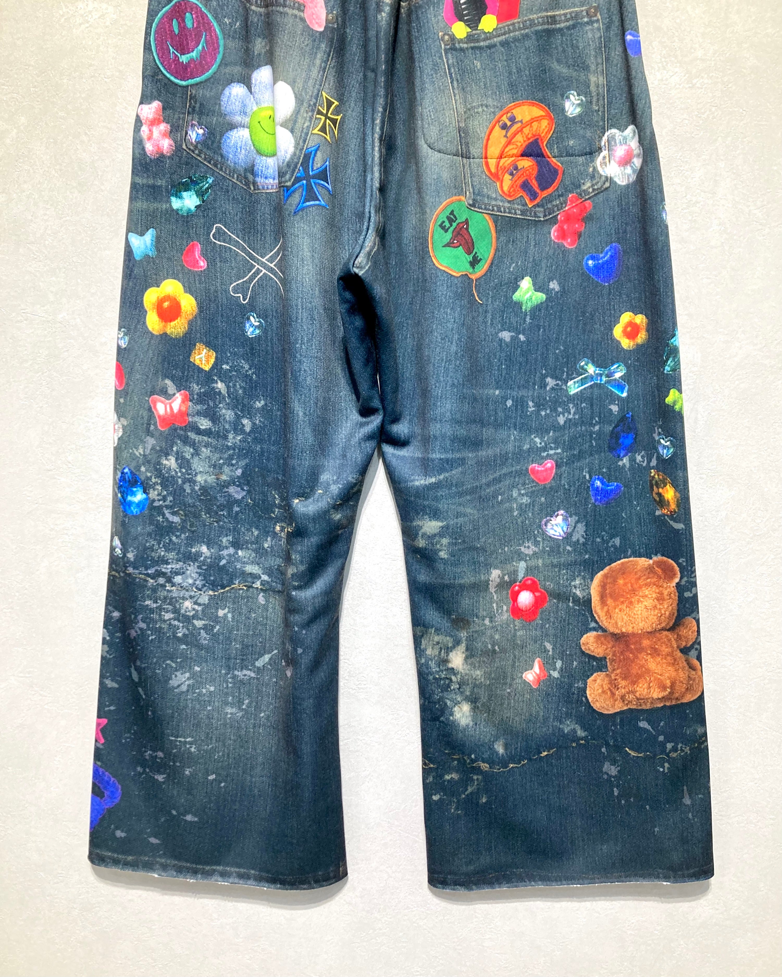 TOY DEVIL / TRANSFER PRINT SWEAT PANTS DENIM
