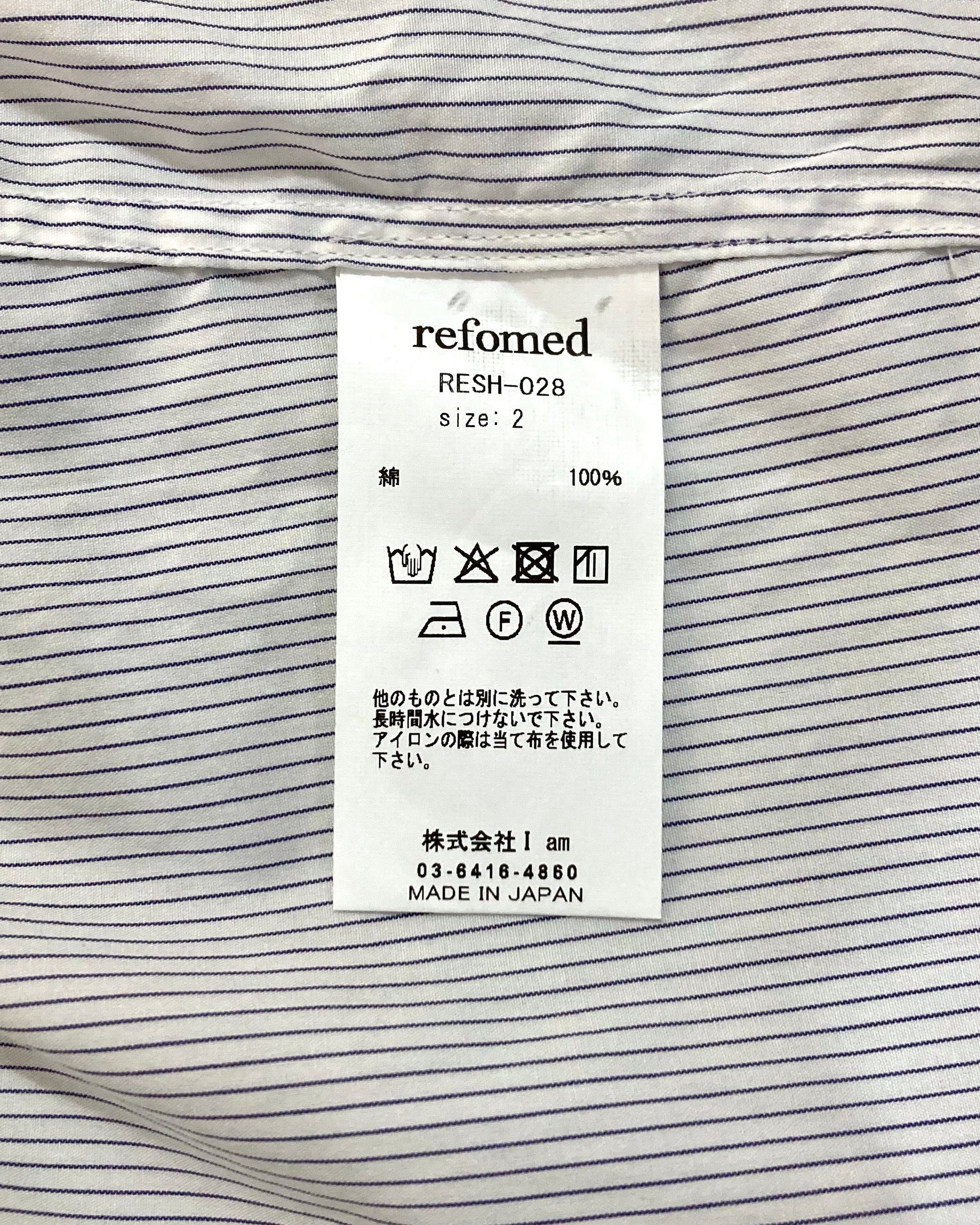 REFOMED / WRIST PATCH WIDE SHIRT "STRIPE" - White