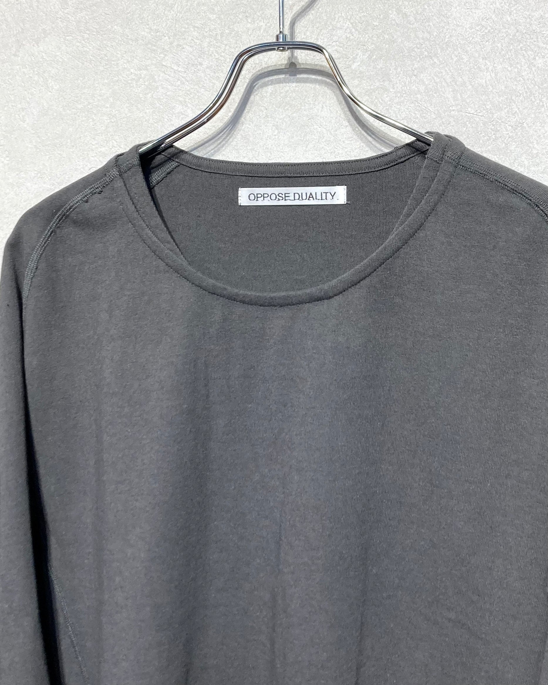 OPPOSE DUALITY / ONE SIDE HALF LONG SLEEVE T-SHIRTS - Gray