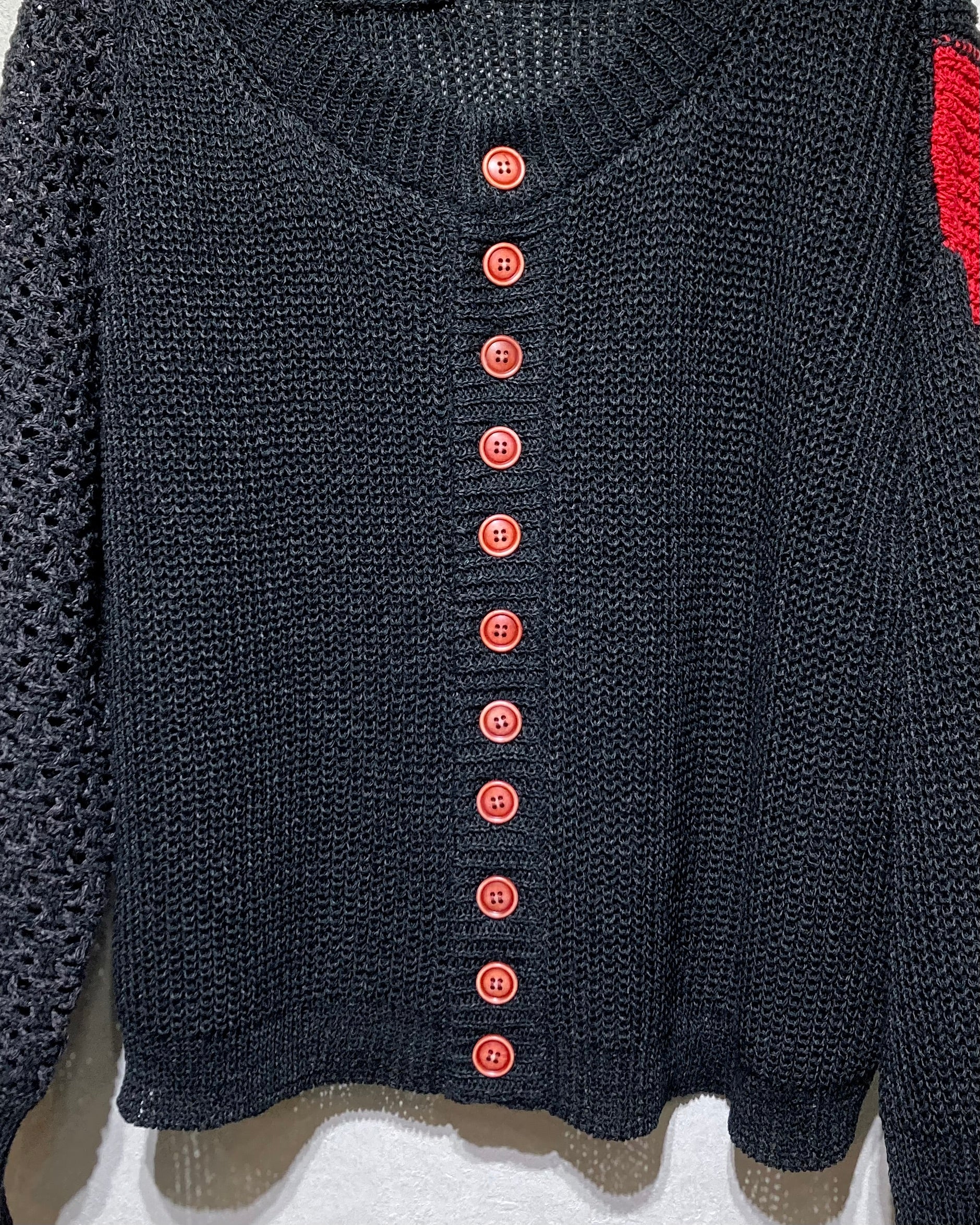 OIRA / WASHI CARDIGAN - Black red