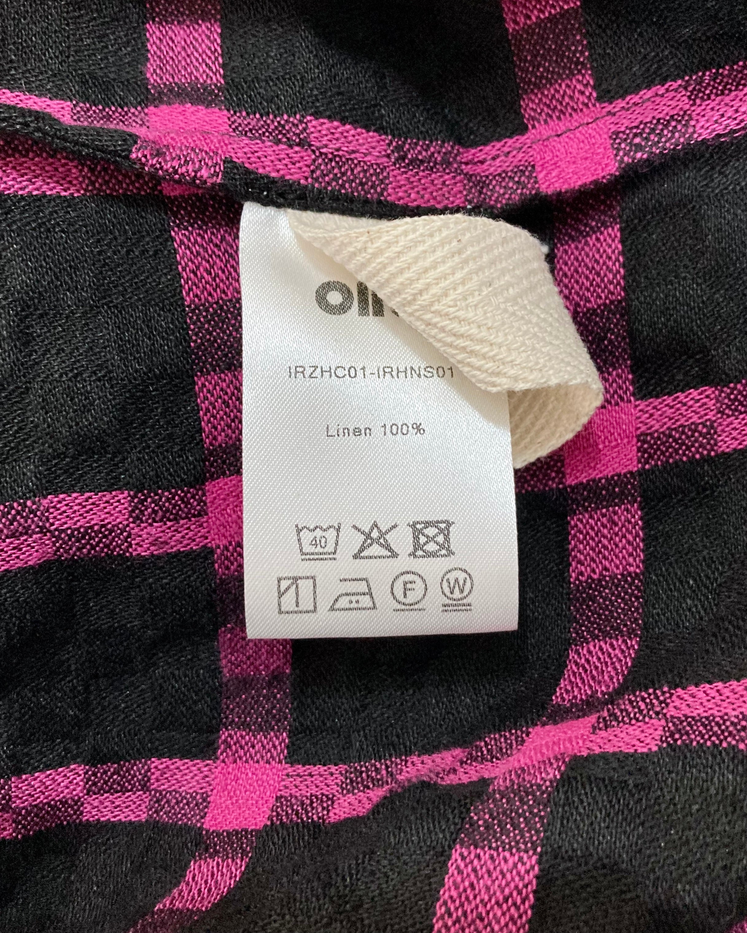 OIRA / HIGH NECK SHIRT - Linen black pink