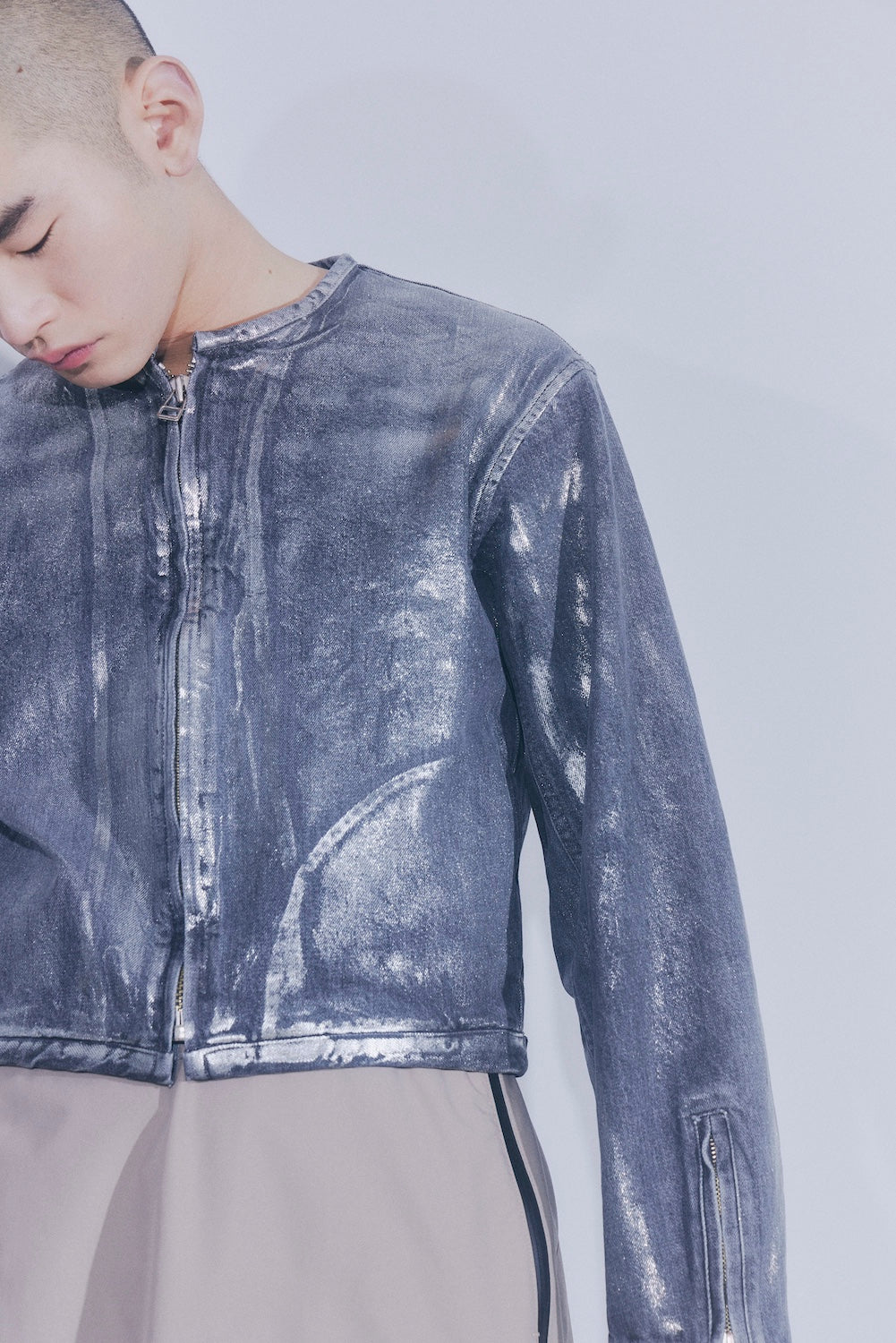 ROTOL / DOUBLE SEAMS RIDERS JACKET BLK FOIL PRINTING - Black