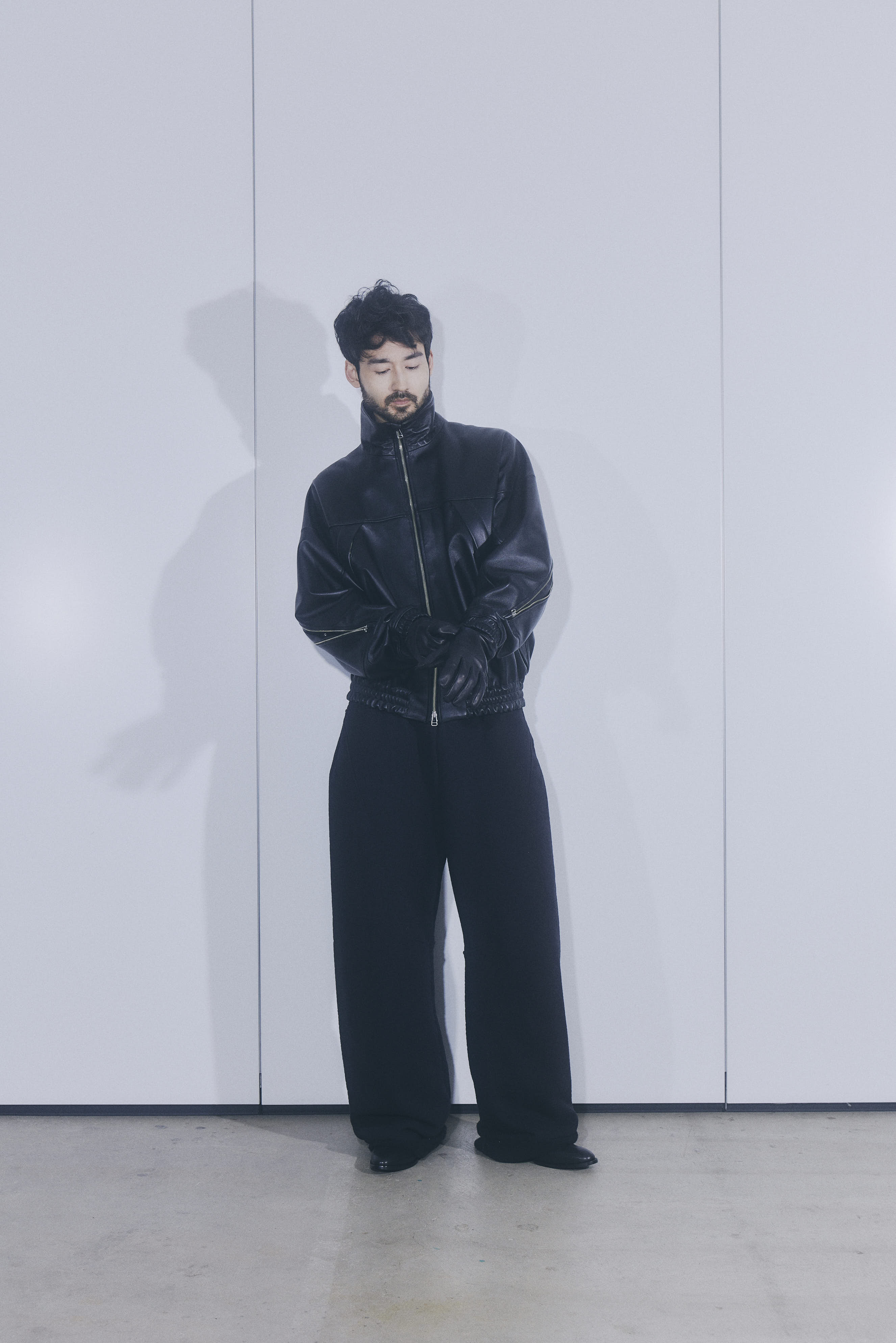 ROTOL / LEATHER VENTILATION BLOUSON - Black