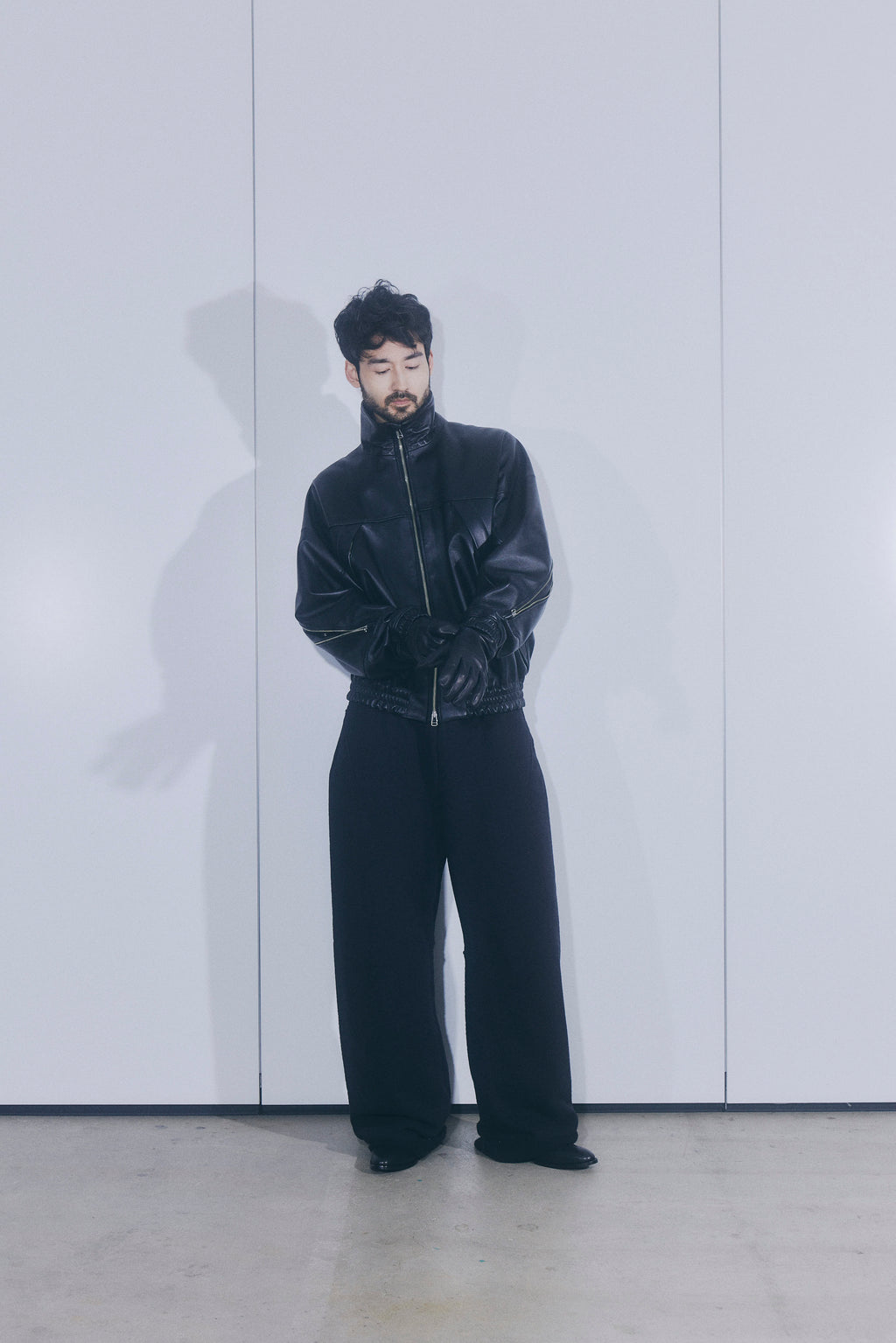 ROTOL / LEATHER VENTILATION BLOUSON - Black
