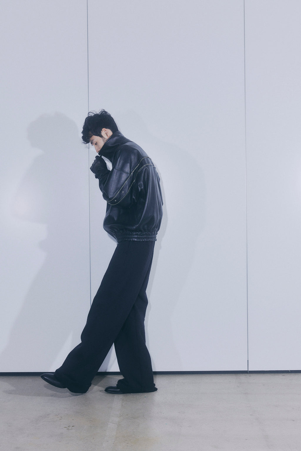 ROTOL / LEATHER VENTILATION BLOUSON - Black