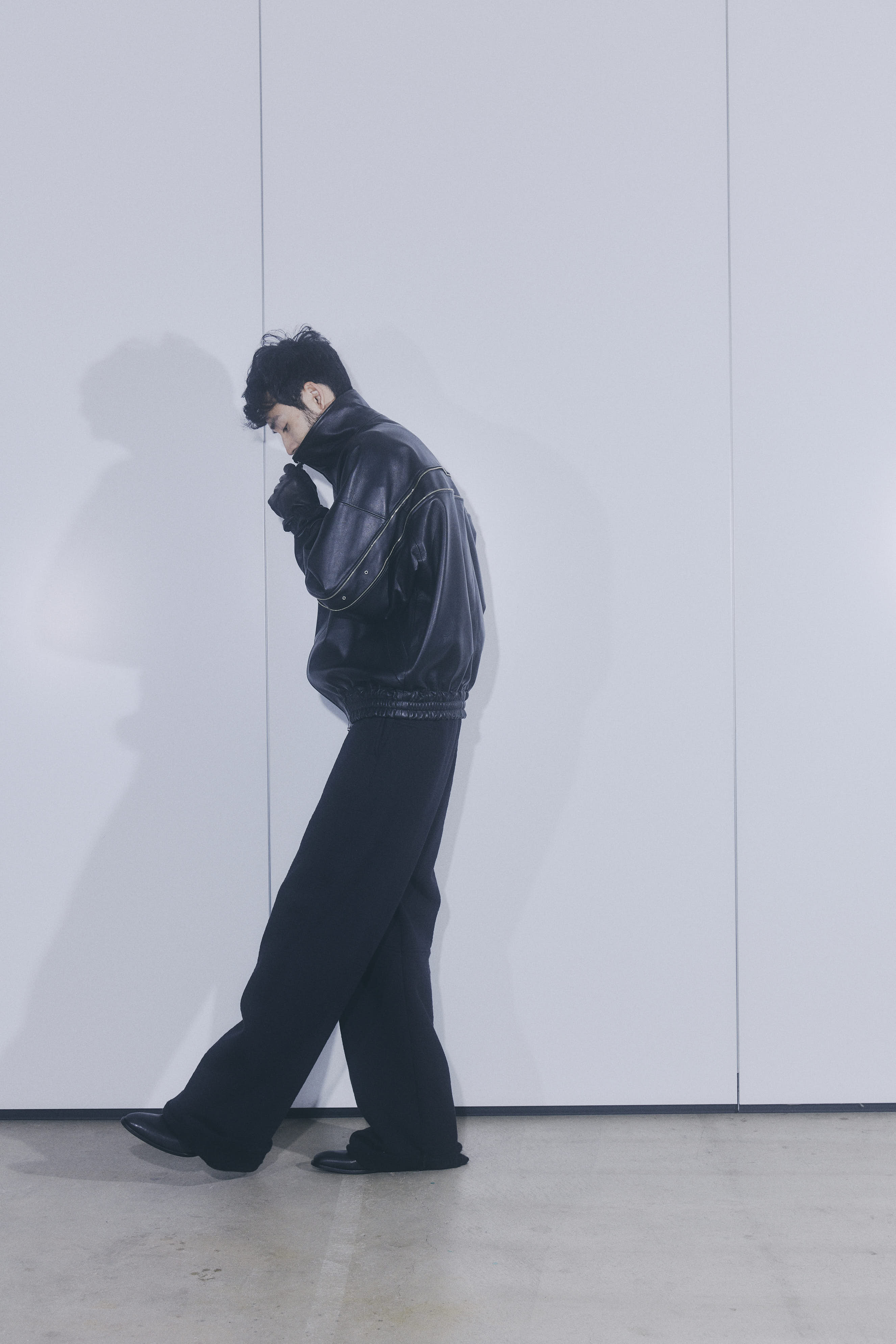 ROTOL / LEATHER VENTILATION BLOUSON - Black