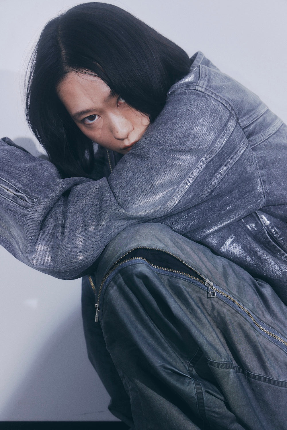 ROTOL / DOUBLE SEAMS RIDERS JACKET BLK FOIL PRINTING - Black